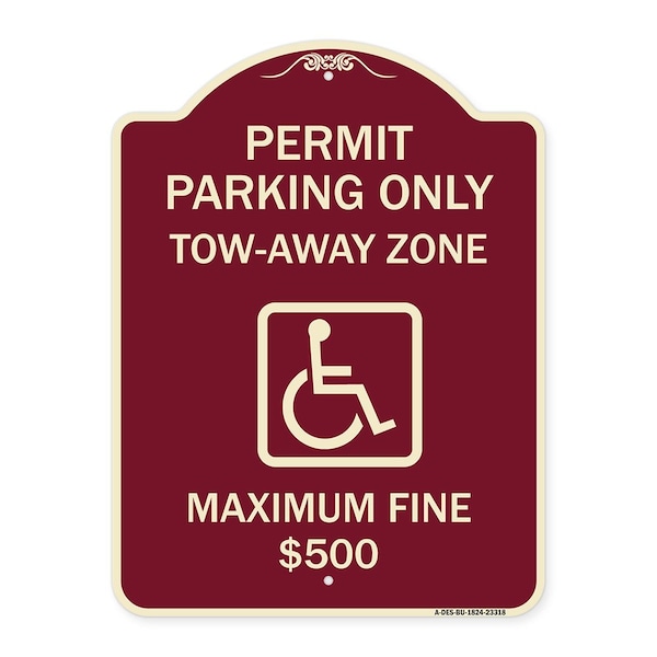 Permit Parking Tow-Away Zone Maximum Fine Heavy-Gauge Aluminum Sign, 18" L, 24" H, BU-1824-23318
